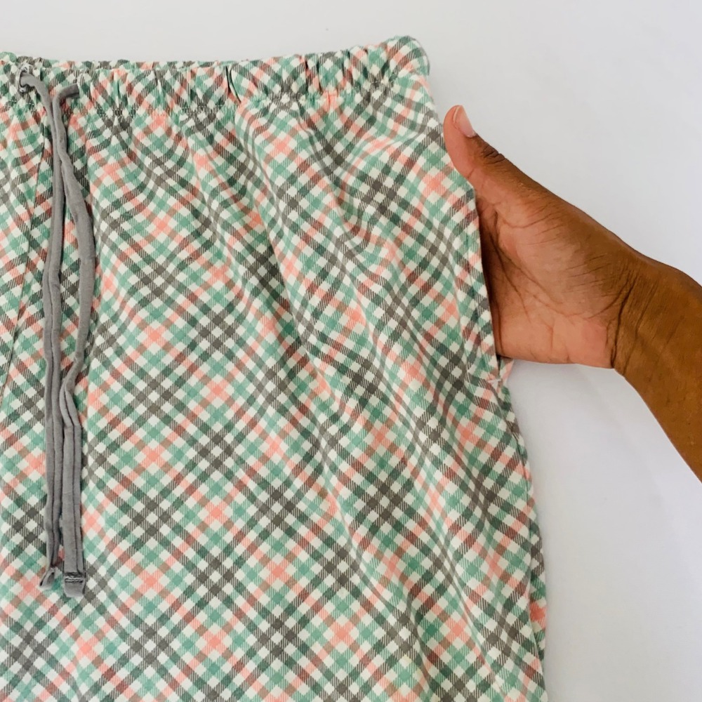 Poppy & Clay Pajama Set Women XL Green Plaid Organic Cotton Coastal Quiet Luxury - Picture 6 of 13